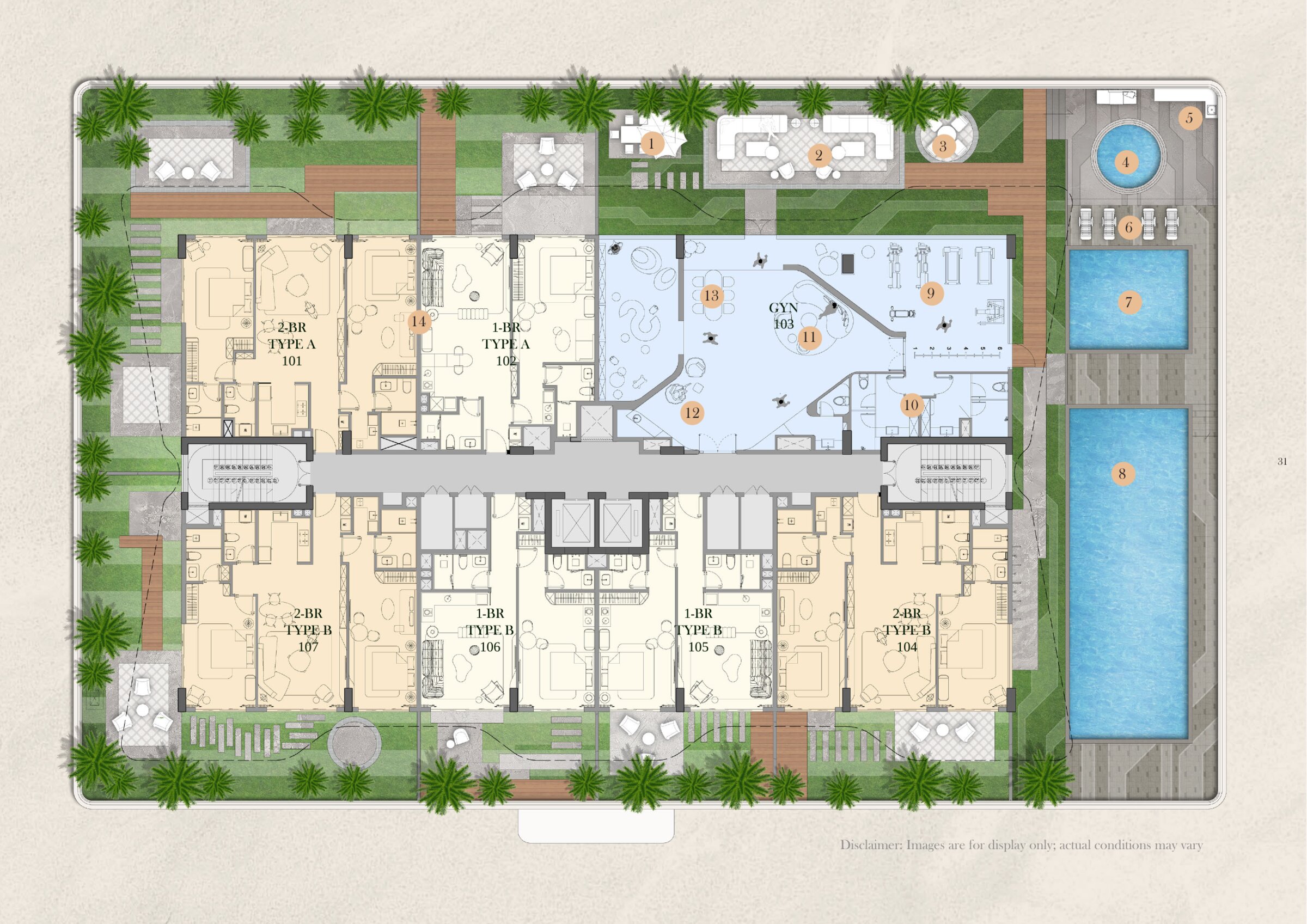 Tomorrow–166 1st floor — pool deck, gym and seven residences