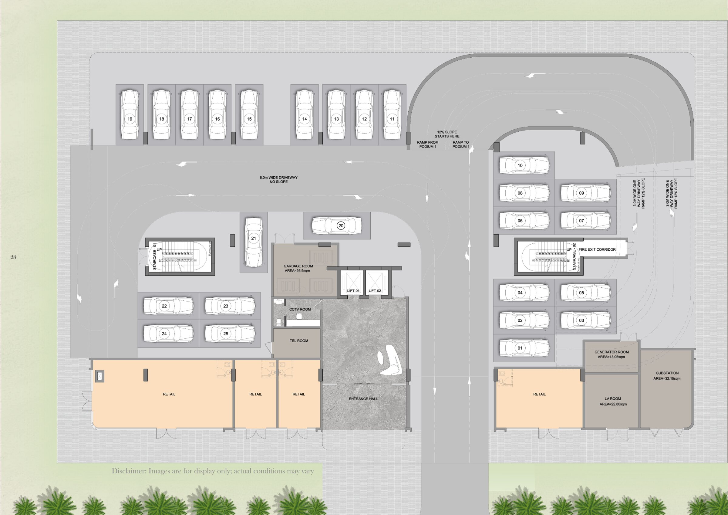 Tomorrow–166 ground floor — lobby, parking and amenity arrival